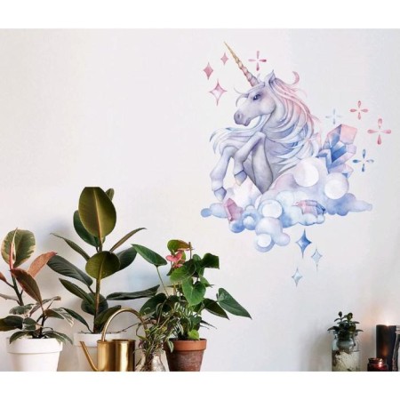 Interior plastic sticker "Unicorn and Crystals" 45x30 cm