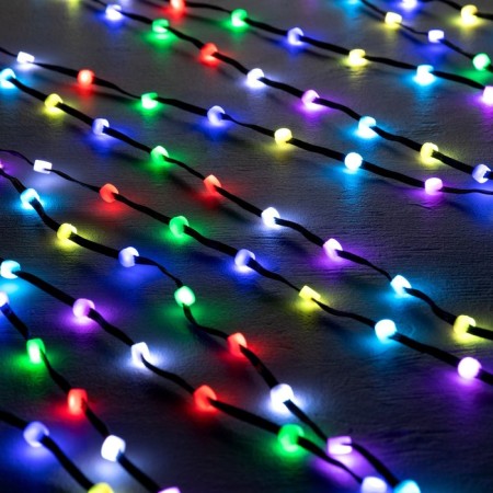 Smart garland “thread” 5 m Rosa with nozzles “Balls”, IP20, black wire, 100 LED, remote control, application, glow RGB, USB-4
