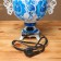 Gzhel set, oval, 3 objects, samovar 3 l, teapot 0.7 l, tray