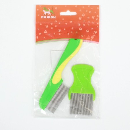 A set of animal combs, with long and short teeth, green-7