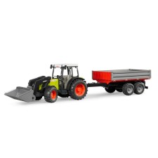 Claas Nectis 267 F Tractor, with a loader and trailer