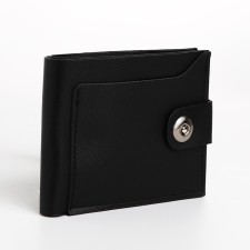 Male purse for magnet, department for bills, for maps, for coins, black color
