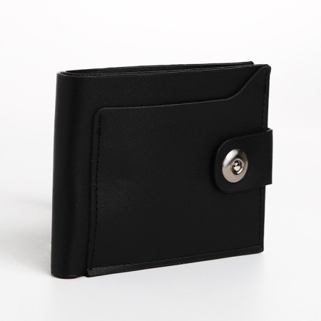 Male purse for magnet, department for bills, for maps, for coins, black color
