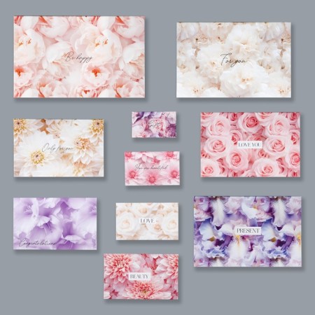 A set of boxes 10 in 1, gift packaging, “flowers”, 12 x 7 x 4 - 32.5 x 20 x 12.5 cm-9