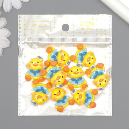 Decor for creativity plastic "Yellow duck, sailor" 2.7x2x1 cm-3