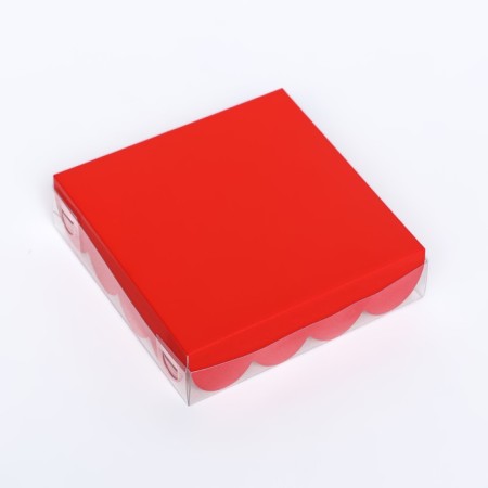 Box for cookies, red, 12 x 12 x 3 cm-3