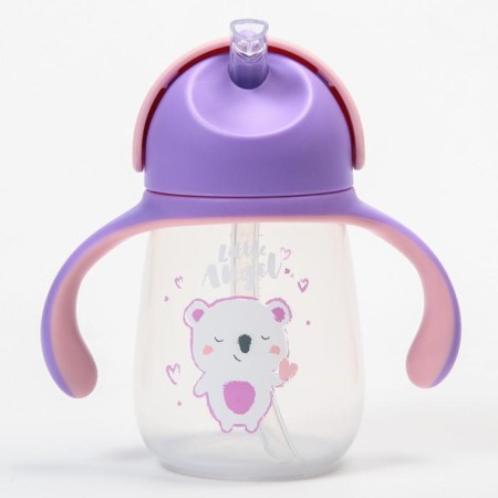 Children's chipper with silicone tube "Koala", 250 ml., With handles, purple color-1