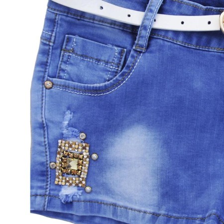 Джинсовые шорты для девочек, рост 158 см, цвет голубой-2