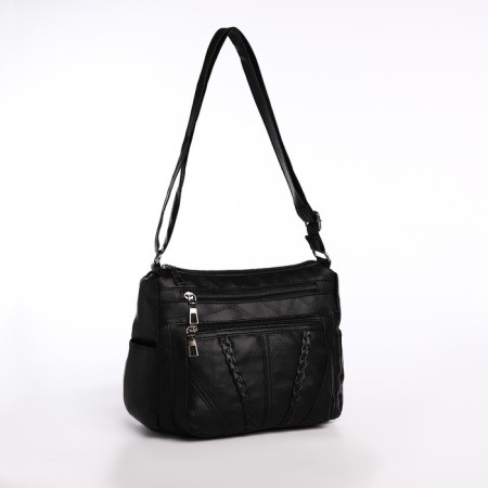 Female bag on one shoulder, on a zipper, black color-2