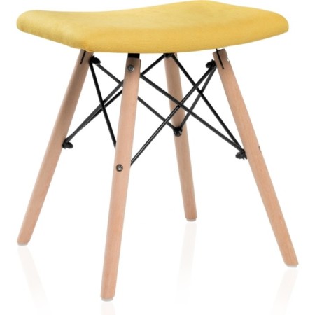 Stool Ben array of beech/metal/fabric, natural/yellow 40x40x44 cm-9