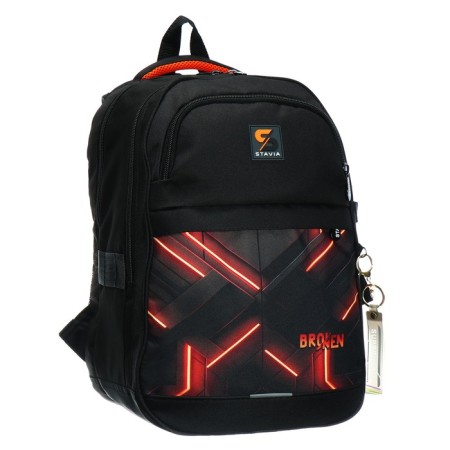 Youth backpack, 40 x 28 x 18 cm, ergonomic back, Stavia "Broken", black-1