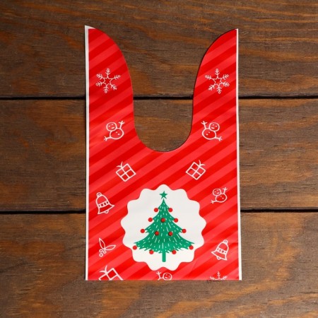Polyethylene gift package with ears "Christmas tree", 13 x 22 cm-2