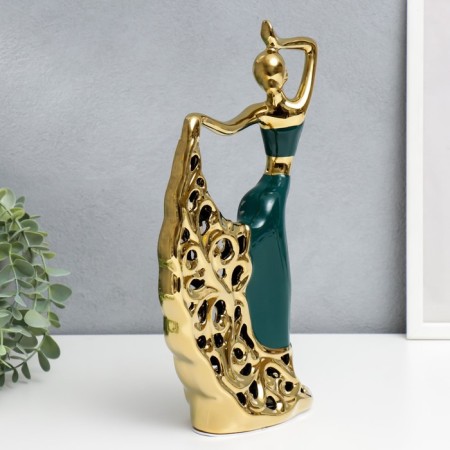 Souvenir Ceramics "Dance Carmen" dark green with gold 31x17 cm-4