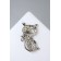 Brooch "cat", white color in silver