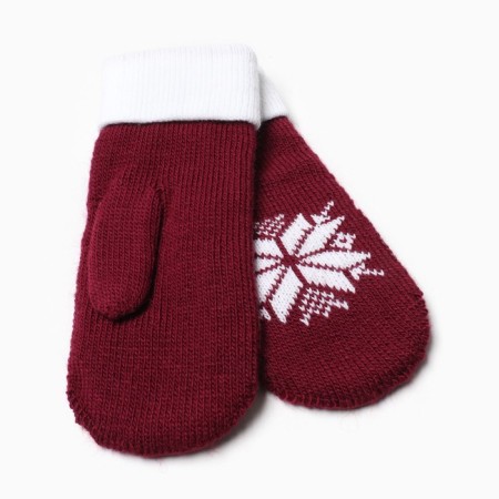 Women's mittens, burgundy color, size 18-1