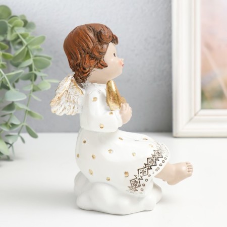 Polystone souvenir "Angel in a dress with patterns, holds a month/star" MIX 9.5x9.5x15 cm-2