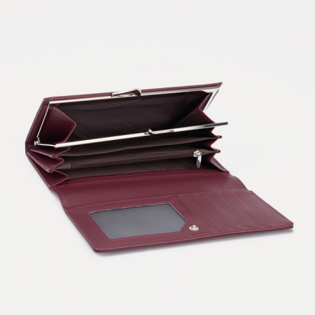 Women's wallet on the button, burgundy color-2