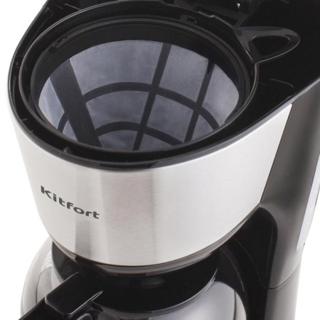 Coffee maker KitFort KT-715, drip, 1000 watts, 1.2 l, silver-black-3