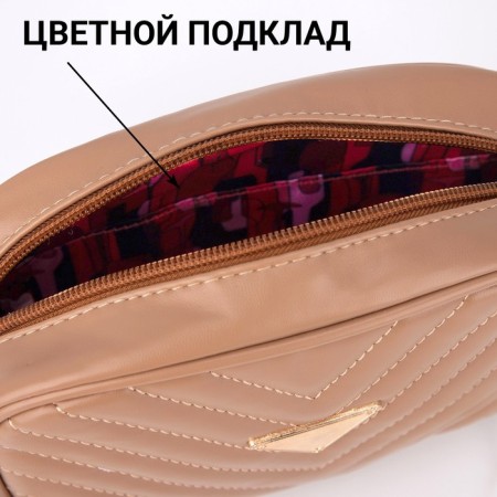 Bag with a line and color lining, beige color-4