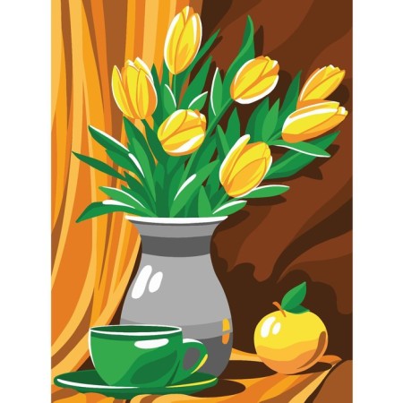 Diamond mosaic with a full filling on the subframe "Yellow Tulips", 30 × 40 cm-2