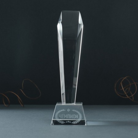 Souvenir Glass Stela "Prize - Champion" 8x8x22 cm-2