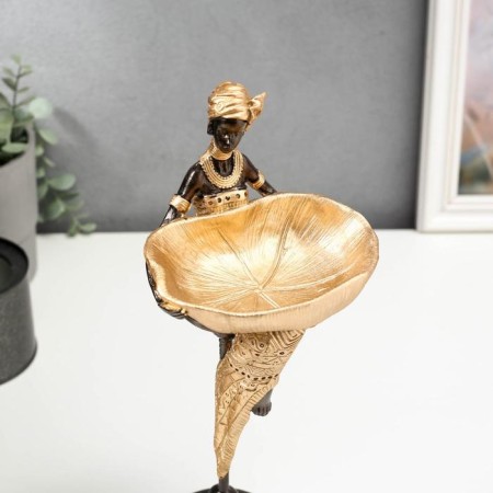 Souvenir Polystone stand "African with a dish, in a gold outfit" 31.5x10.5x12.5 cm-4