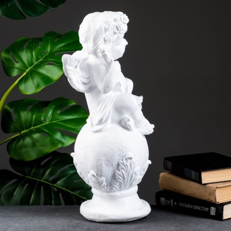 Figure "Angel with a violin smiling" white 26x21x46cm-1
