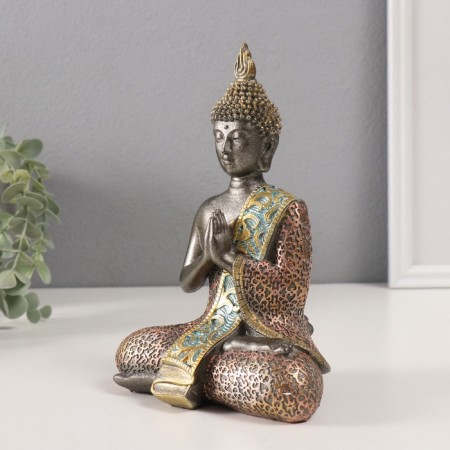 Souvenir Polystone "Buddha - Mudra Namascar" gray 9.5x13.5x19.5 cm-3
