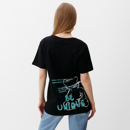 T -shirt female, black color, size 46-3