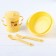 A set of children's dishes, 4 items: bowl, spoon, fork, chip with solid nose 200 ml, MIX color