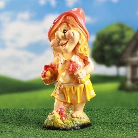 Garden figure "Dwarf with fly agaric" 34x19cm-2