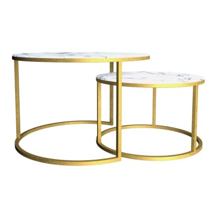 Tables Journal Loft DQ No. 2 Duae (set), D605 (475), H420 (320), f/n white marble, m/c gold 1