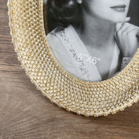 Photo frame Polystone 10x15 cm oval "braid" gold 21x16 cm-3