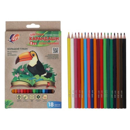 Color pencils of 18 colors Zoo, plastic, hexagonal