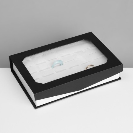 Standing for jewelry "Casket" 36 seats, 18.5 × 13 × 4 cm, black and white color-1
