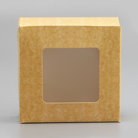 Folding box, with a window, craft, 11.5 x 11.5 x 4 cm-1
