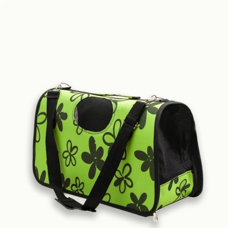 Bag - Carriage for animals "Flowers", green, size m, 40 x 21 x 27 cm-2