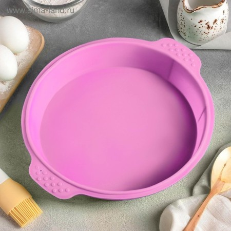 Baking uniform “Circle with handles”, silicone, 26 × 29 × 4.5 cm, internal size d = 24 cm, color mix-5
