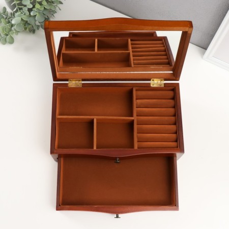 Casket wood for jewelry "Wave. Cinnamon" 28x17x10 cm-3