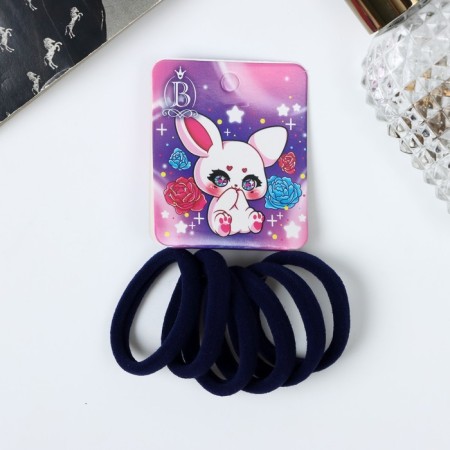 Hair gum "Comics" (set 6 pcs) Bunny, 4 cm, blue