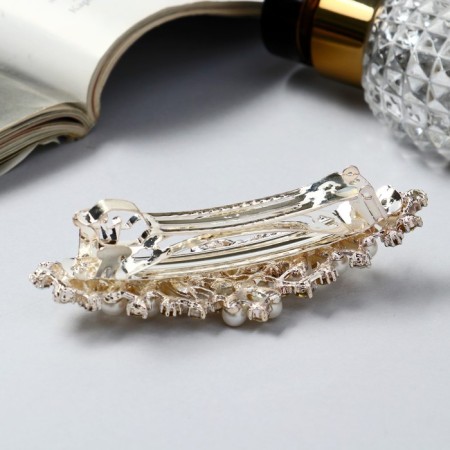 Hair hair clip "Hege" classics, 10 cm, silver-white-1