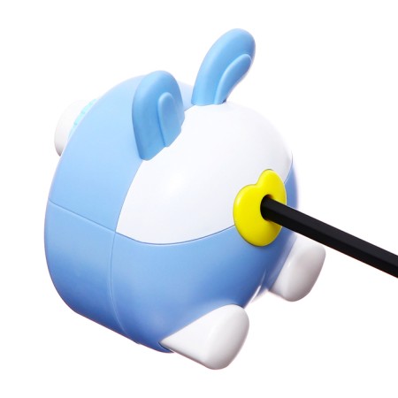 Mechanical sharpener with container, blue/white ears-7
