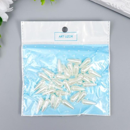 Beads for creativity plastic "elongated pearls" set of 20 g 1.8x0.9 cm-4