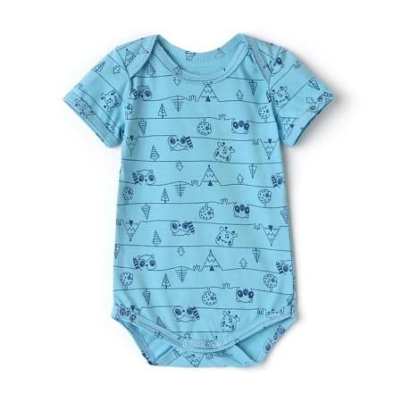 Body baby with short sleeve, color blue/raccoon, height 80