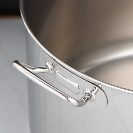The pan is whole, 25 l, d = 40 cm, h = 21.5 cm, with a heat distribution layer, with a metal lid-3