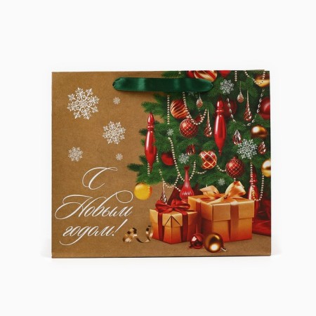 Craft vertical package “Happy New Year”, spruce, ml 23 x 27 x 11.5 cm, new year-2
