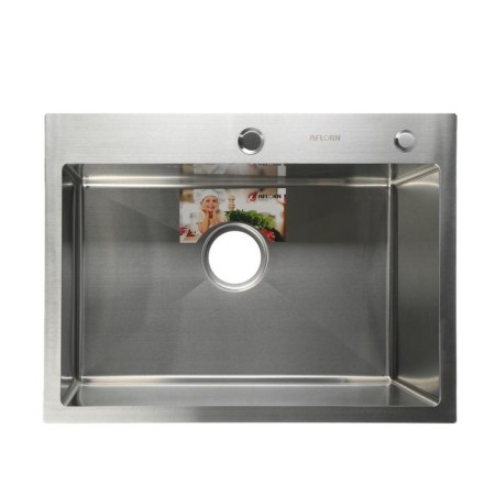 Kitchen sink Aflorn AF96045, Sredal, S = 3.0 and 0.8 mm, 60x45x22 cm, siphon, satin