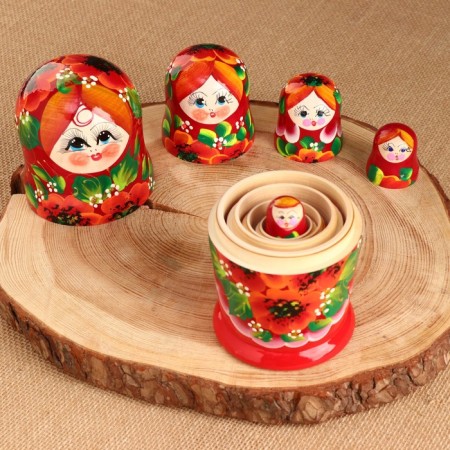 Matryoshka 5 puppet "Ira" poppies, 17-18cm, manual painting.-3