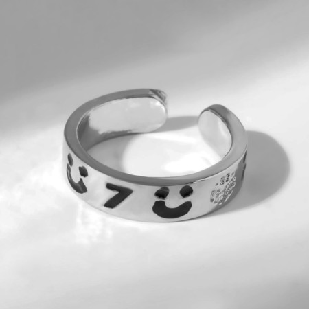 The ring "seven" horseshoes, the color is black in silver, dimensionless-3