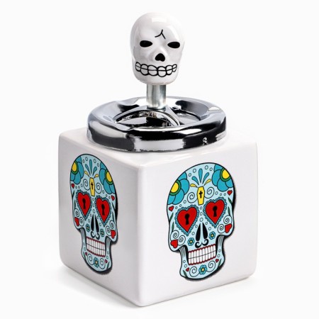 Ash for the house is a smokeless "skull", for cigarettes and sticks, 8.5 x 16 cm, red